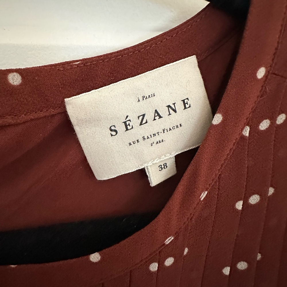 Sezane Eve Dress in Ecru Dots Moka size 38 EUC - Picture 3 of 8